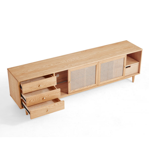 LinsyHome Saydell 80'' Solid Wood Media Console & Reviews Wayfair